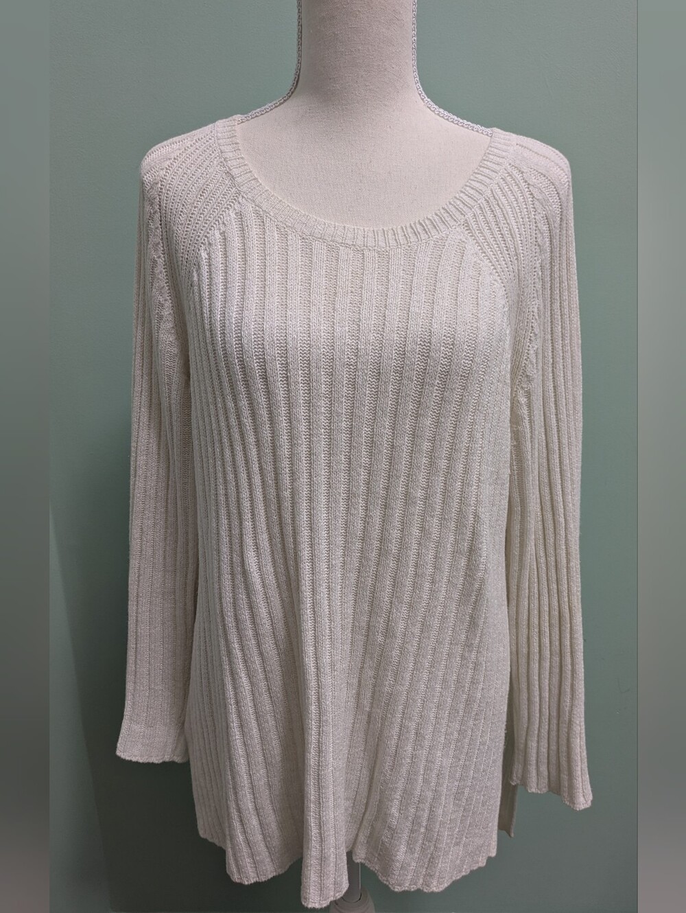Eileen Fisher Organic Linen Cotton Round Neck Top Sweater